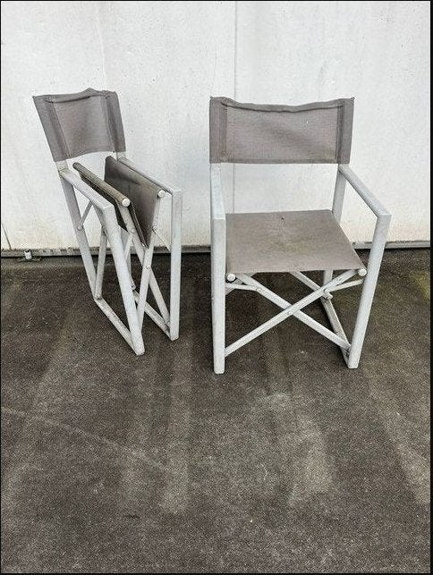 17 stuks regisseur terras stoelen textileen inklapbaar, Ophalen, Gebruikt, Grijs, Metaal