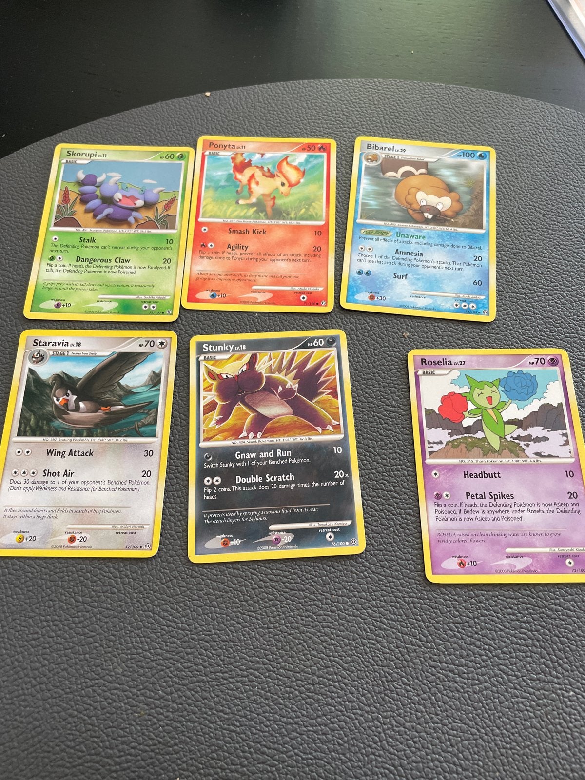 Pokémon Kaarten Set - Skorupli, Ponyta, Bidoof, Staravia, St, Ophalen of Verzenden, Gebruikt, Meerdere kaarten