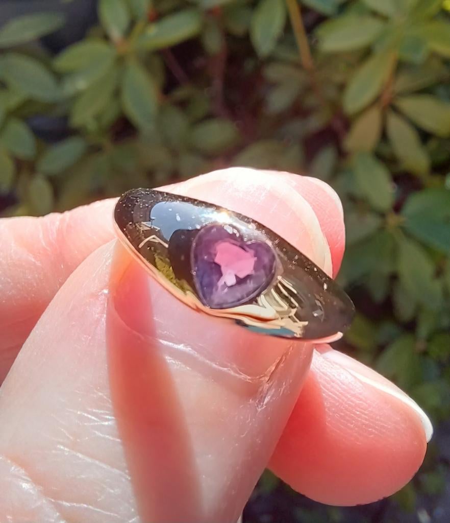 14k Gouden Ring met Hart Saffier (Paars), Nieuw, Ophalen of Verzenden, Kleiner dan 17, Met edelsteen
