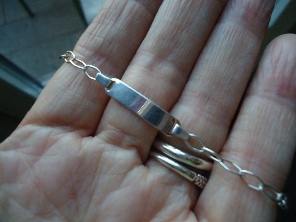 mooi dun echt zilveren kinder armbandje met plaatje 925, Ophalen of Verzenden, Nieuw, Zilver, Zilver