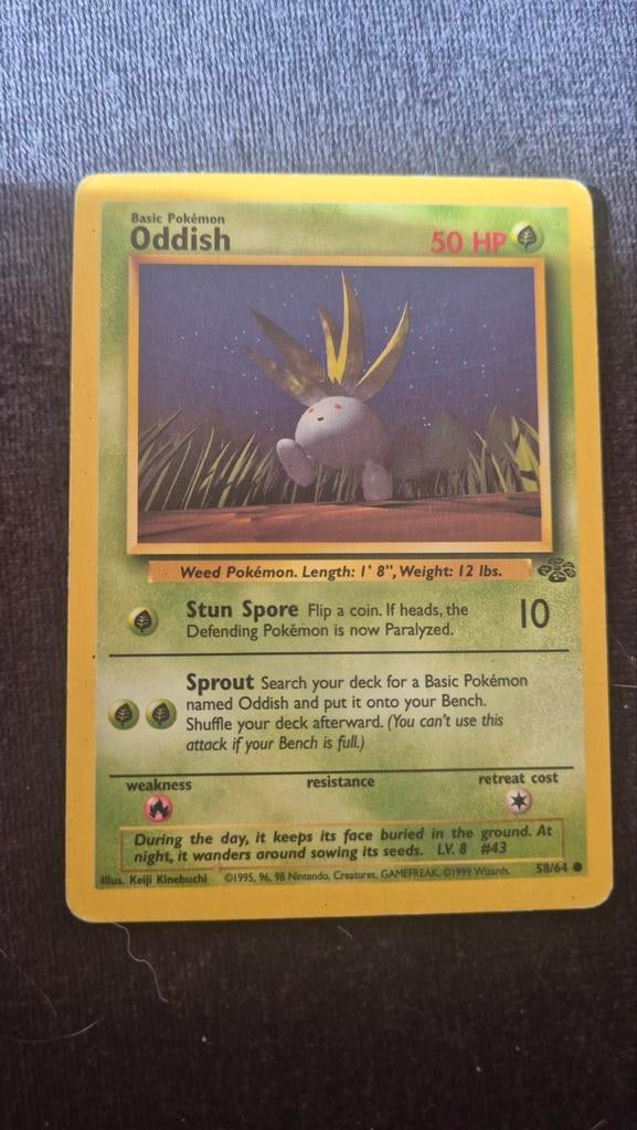 Pokémon Kaart Oddish 50 HP - Basis Pokémon, Ophalen of Verzenden, Gebruikt, Losse kaart