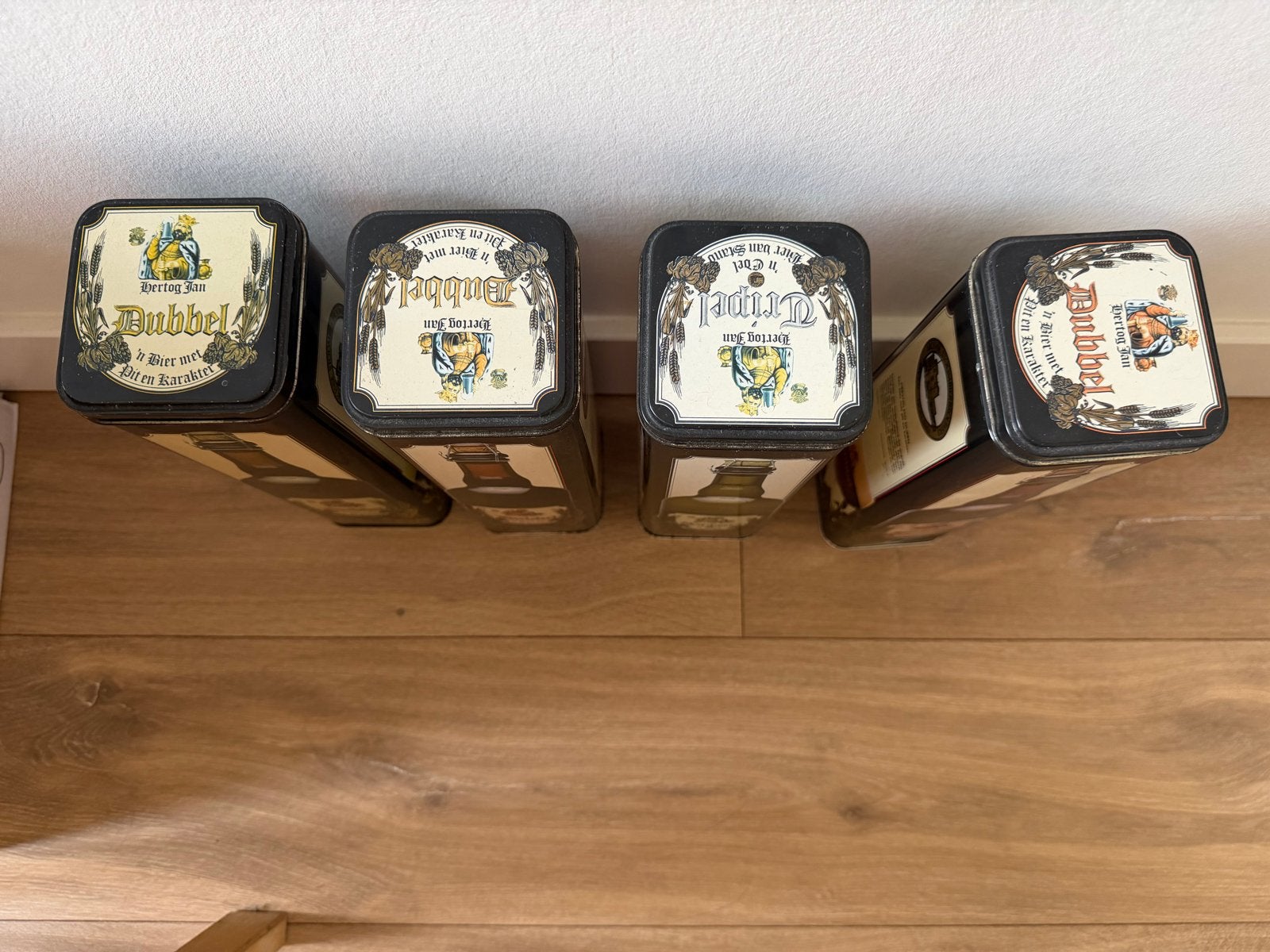 Verzamelblikken Hertog Jan Dubbel en Tripel (4 stuks), Ophalen, Gebruikt, Overige, Overige merken