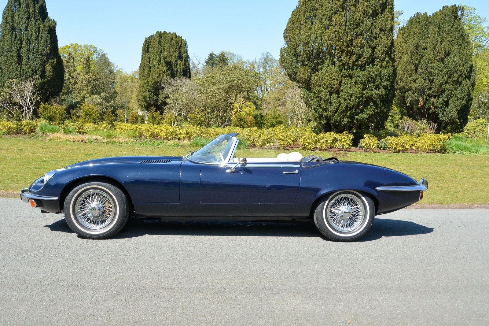 Jaguar E-Type 5.3 V12 Cabriolet 1972 Blauw, Auto's, 272 pk, Handgeschakeld, E-Type, Particulier