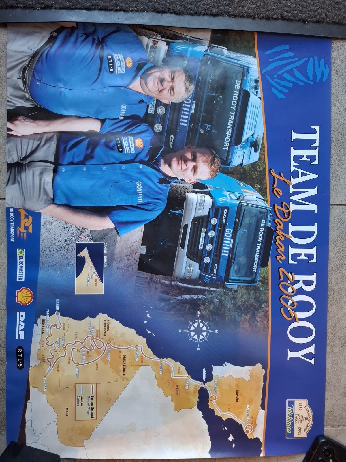 Team De Rooy Le Dakar 2005 Poster DAF RTL-5, Ophalen of Verzenden, Sport, A1 t/m A3, Rechthoekig Staand