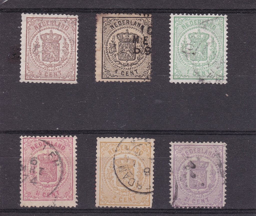 1869 - 1871, Wapenzegels,  nrs. 13 - 18,  netjes gebr., Postzegels en Munten, Ophalen of Verzenden, T/m 1940, Gestempeld