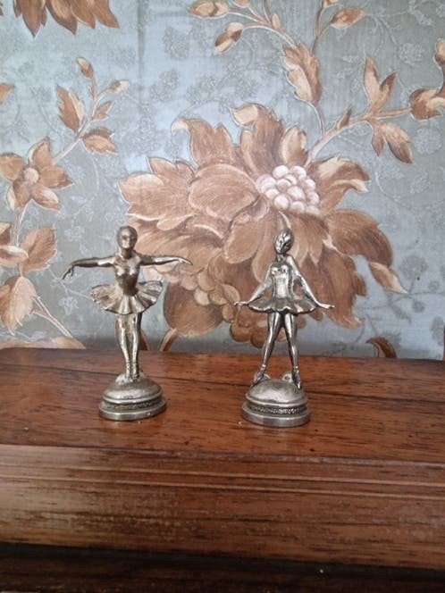 Set van 2 vintage ballerina beeldjes 5 cm, Antiek en Kunst, Ophalen of Verzenden