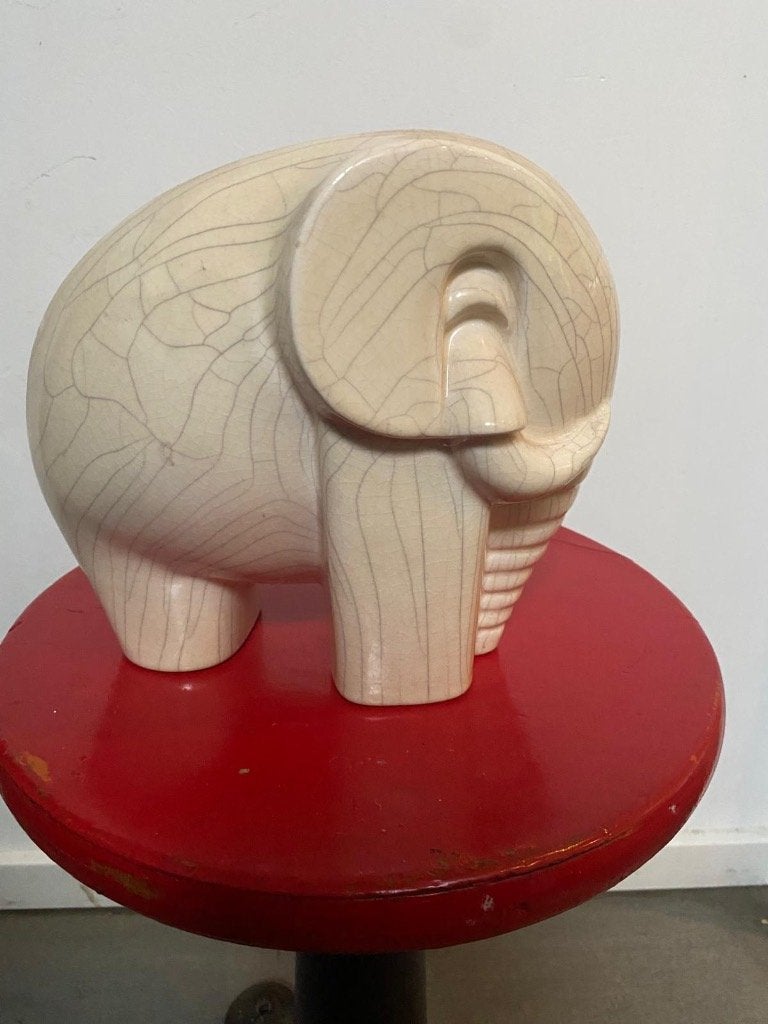 art deco keramiek olifant craquelé glazuur- Frans 1925-1935, Ophalen of Verzenden