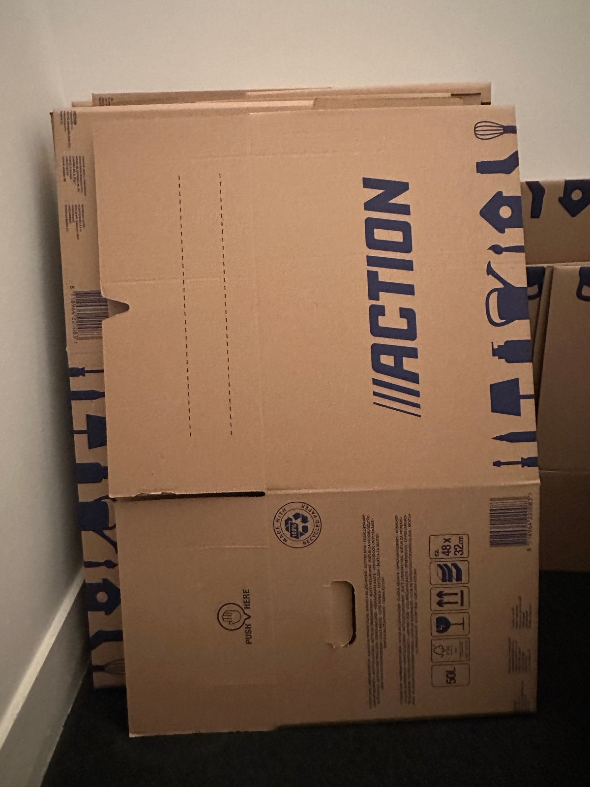 15 verhuisdozen 50 liter, Ophalen, 40 tot 60 cm, Opvouwbaar, 50 tot 75 cm