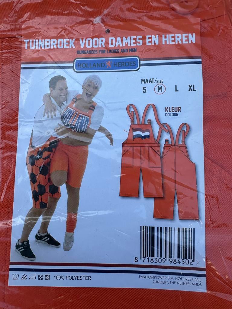Tuinbroeken oranje - Maten S & M, Kleding | Heren, Carnavalskleding en Feestkleding, Ophalen of Verzenden, Nieuw, Oranje of Koningsdag