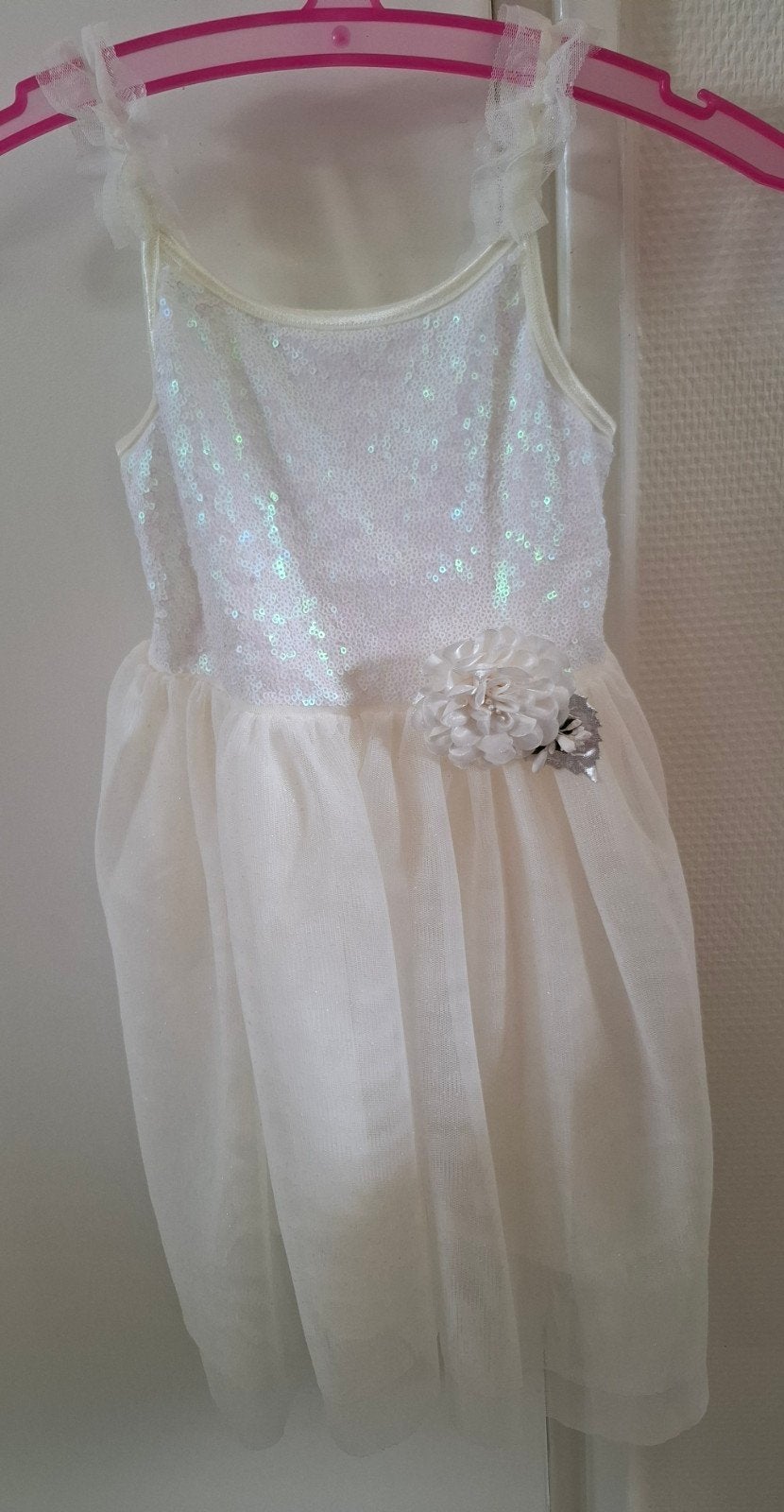 H&M Witte Jurk met Pailletten en Tule - Maat 104, Meisje, H&M, Ophalen of Verzenden, Zo goed als nieuw