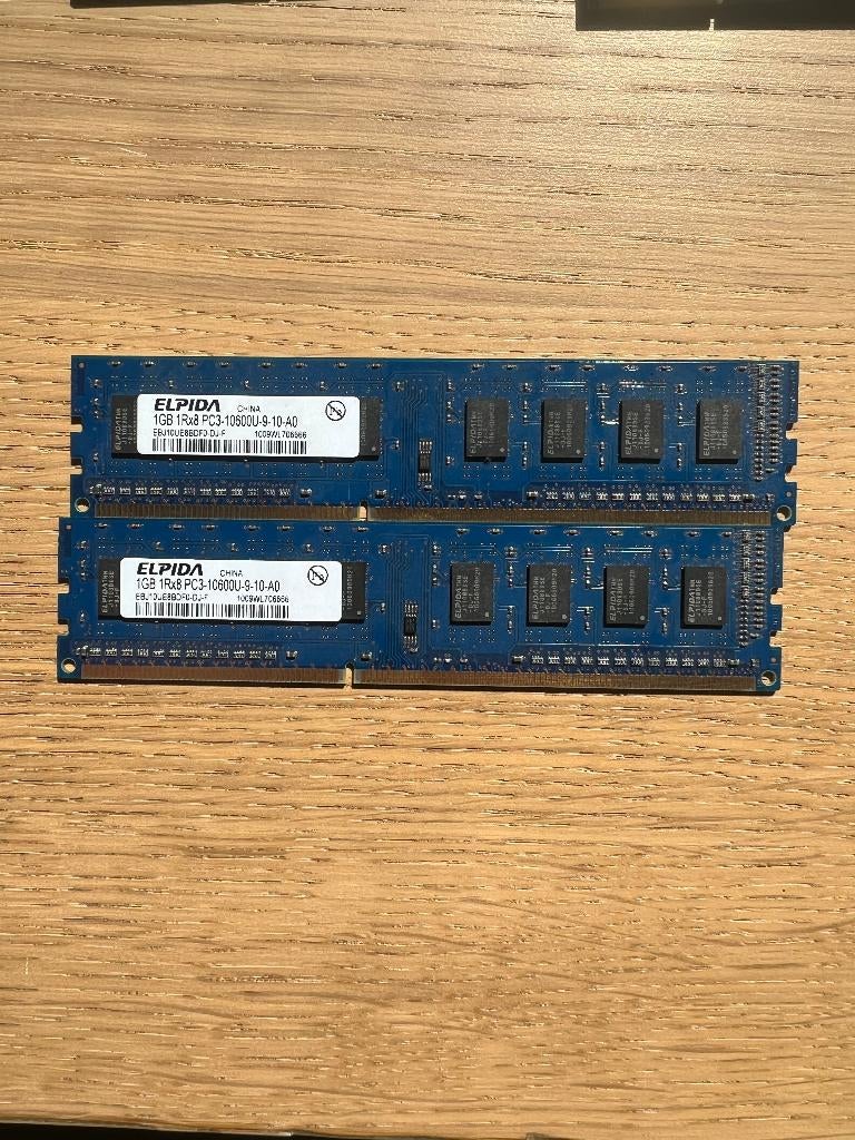 1GB DDR3 Desktop RAM (HP/Elpida)  PC3-10600 (setje van 2), Computers en Software, Ophalen, -, -, DDR3