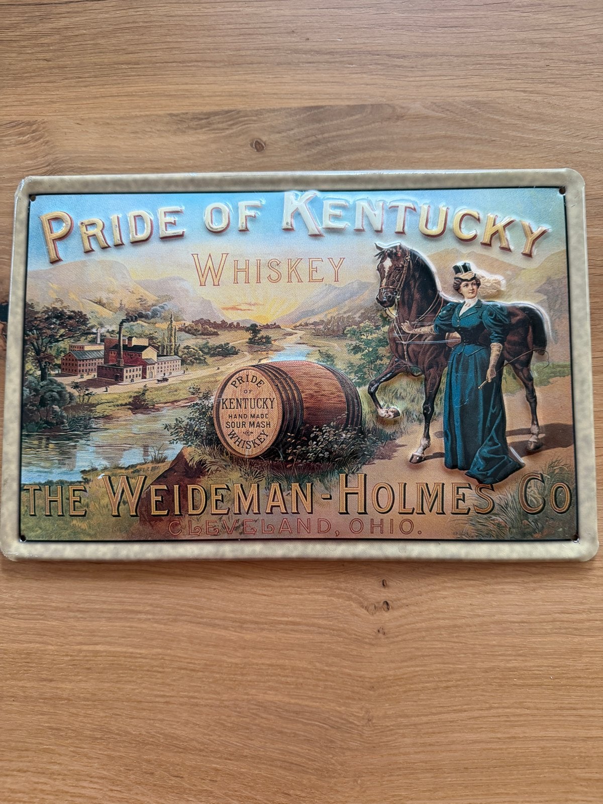 Vintage 'Pride of Kentucky Whiskey' reclamebord, Ophalen of Verzenden