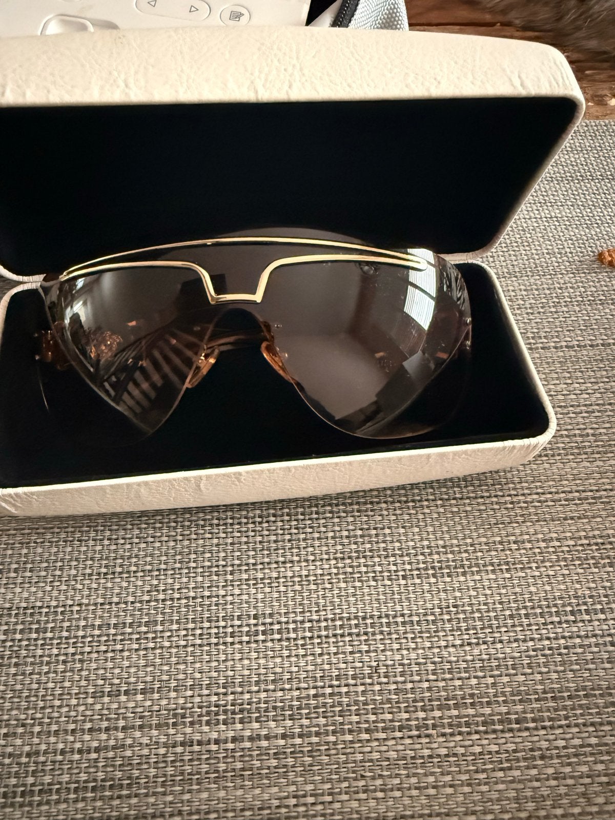 Vintage Versace Zonnebril mod. 2132 -1252/13 met etui en doo, Ophalen, Gebruikt, Zonnebril, Bruin