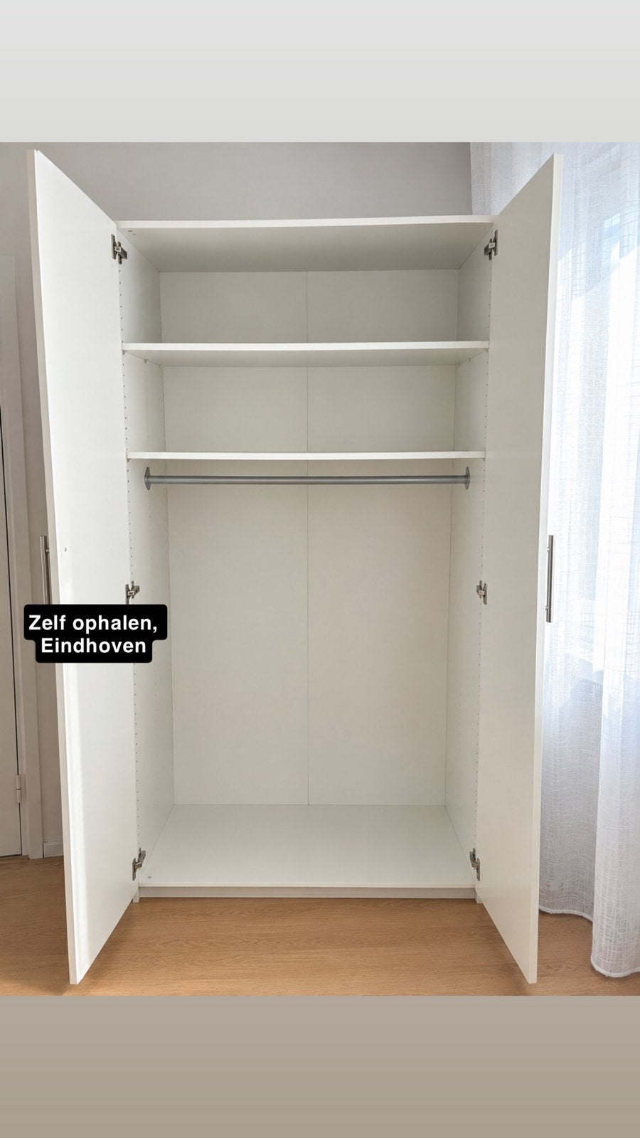 Witte kledingkast met planken en hangruimte, Huis en Inrichting, Ophalen, Overige materialen, Gebruikt, 50 tot 100 cm
