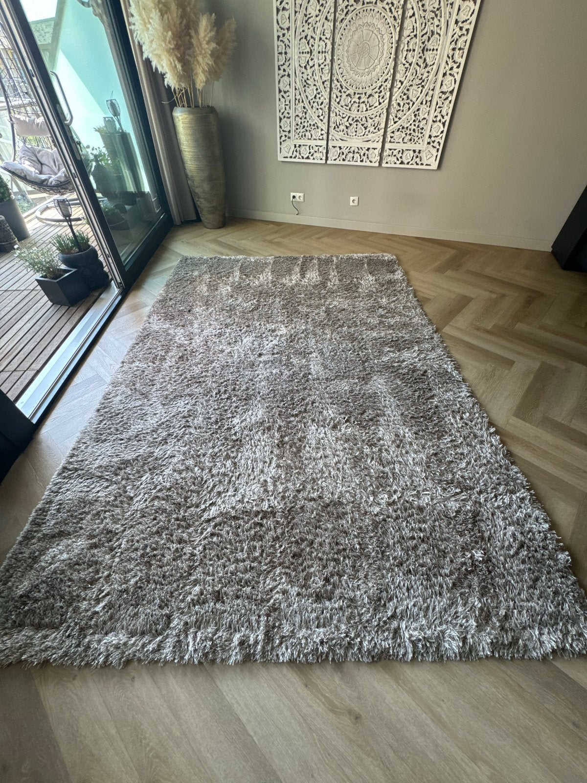 Zacht taupe vloerkleed, 290x200, Ophalen, Gebruikt, 200 cm of meer, 200 cm of meer