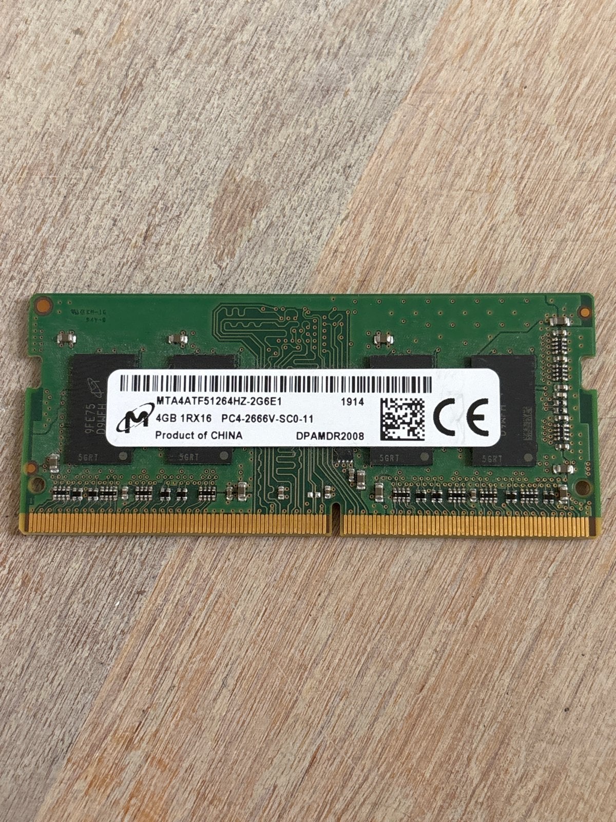 Micron 4GB DDR4 2666MHz, Computers en Software, RAM geheugen, Ophalen of Verzenden, Zo goed als nieuw, Laptop, 4 GB