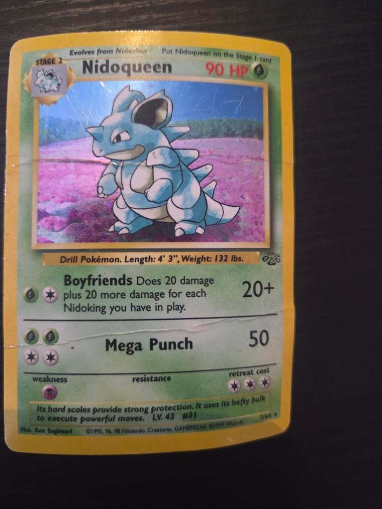 Pokémon Nidoqueen Kaart - Vintage (1995), Ophalen of Verzenden, Gebruikt, Losse kaart