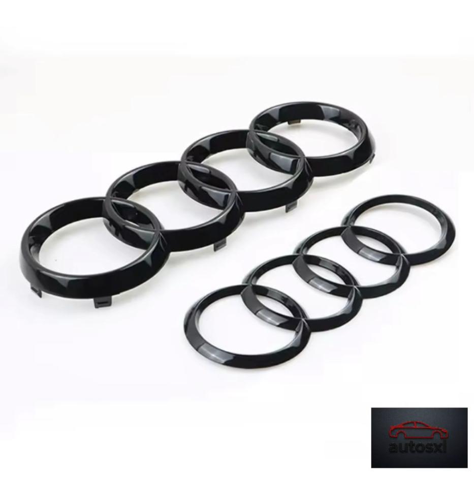 Audi Logo Embleem Zwart en Chroom - Voor & Achter, Voor, Nieuw, Bumper, Audi