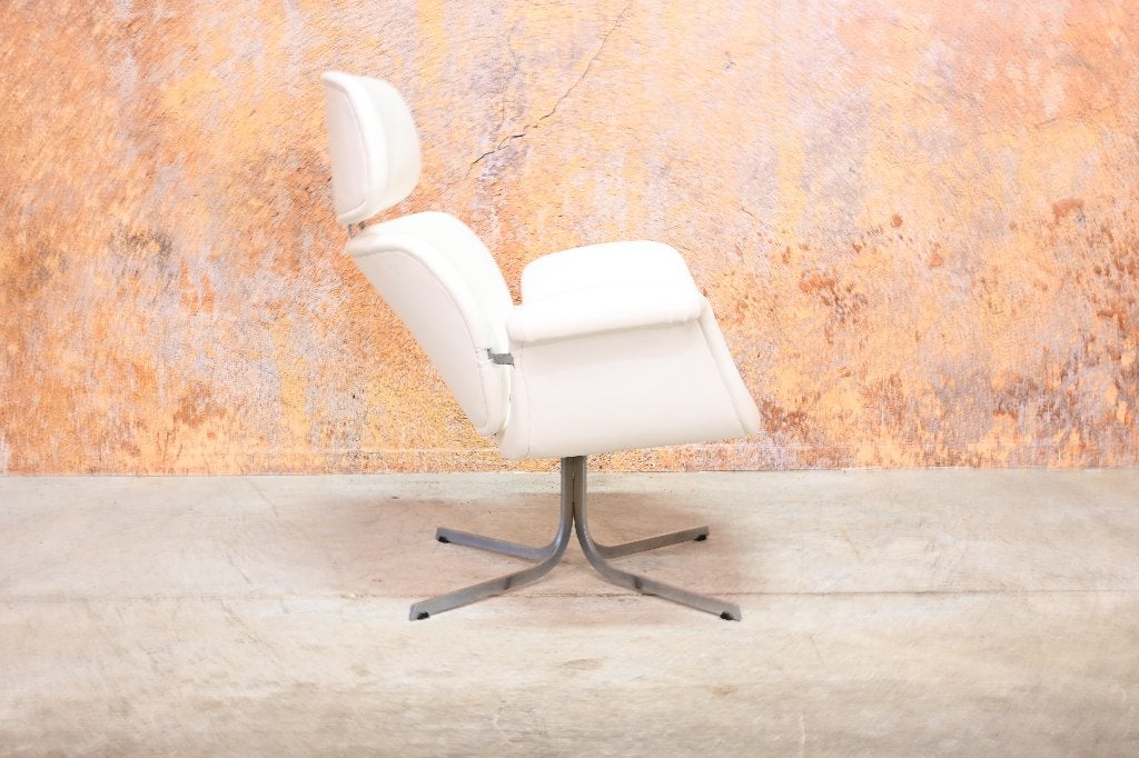 Als NIEUW! witte leren Artifort Big Tulip design fauteuil, Huis en Inrichting, Artifort, 75 tot 100 cm, Ophalen of Verzenden, Zo goed als nieuw