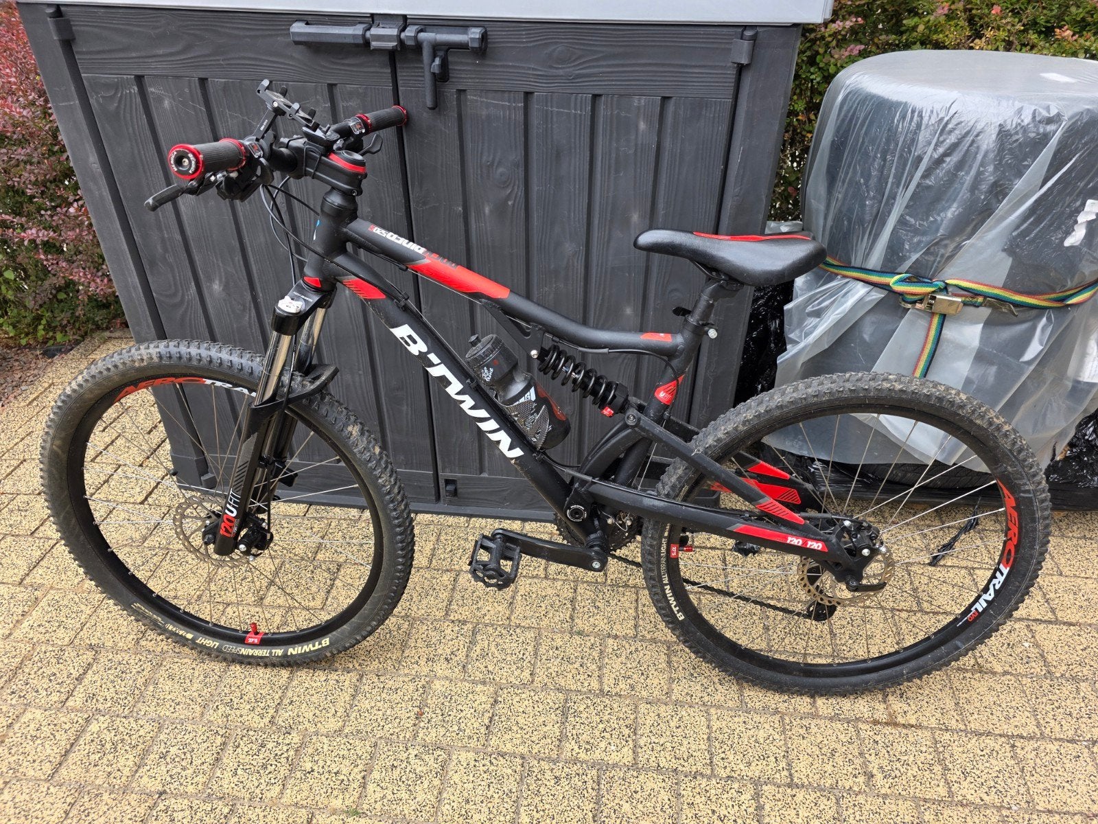 B'twin Rockrider 520S Full Suspension Mountainbike M, Gebruikt, 49 tot 53 cm, Schijfrem, Ophalen