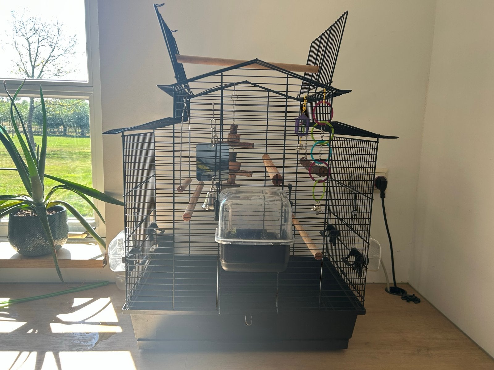 Zwarte Vogelkooi, Ophalen of Verzenden, Gebruikt, Metaal, Vogelkooi