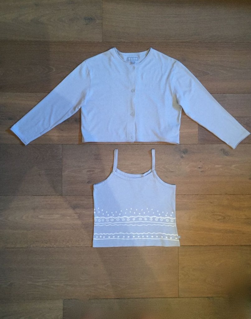 Nieuw blauw kort zomers vestje & bijpassend topje mt 140-146, No-No, Meisje, Nieuw, Ophalen of Verzenden