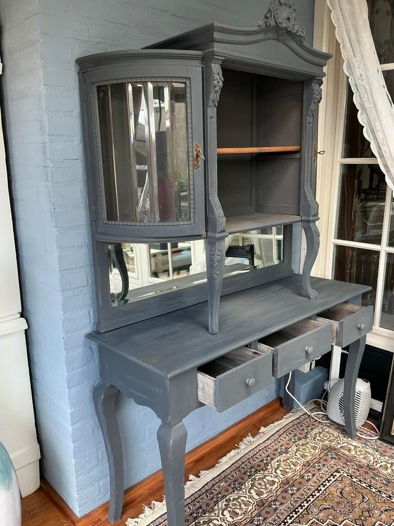 Prachtige antieke vitrine kast, Antiek en Kunst, Ophalen