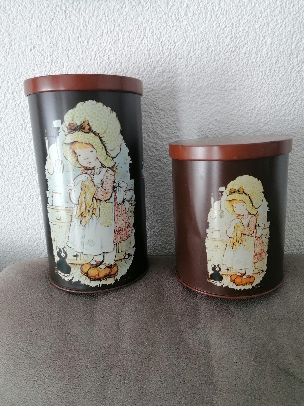 Vintage blikken voorraadpotten set met Holly Hobbie print, Ophalen of Verzenden
