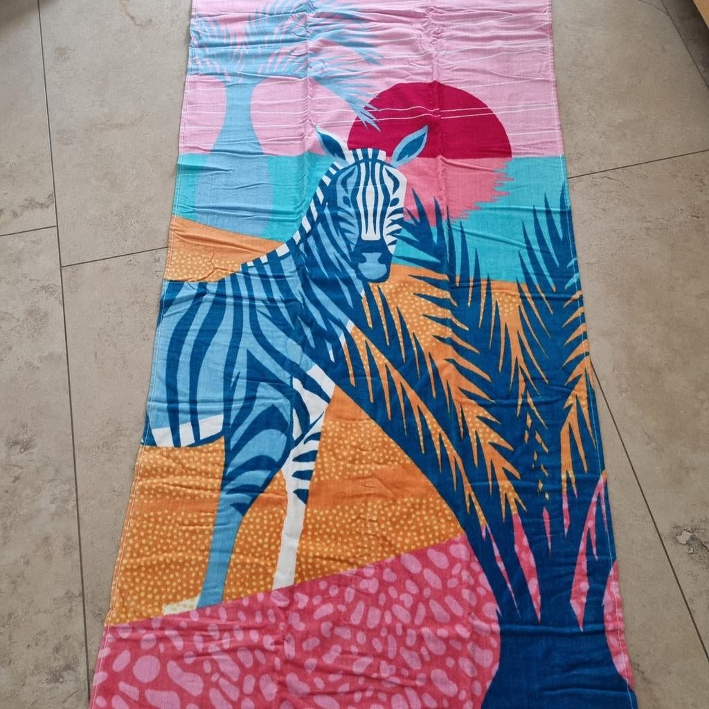 Badlaken zebrapaard - 90x180 cm, Ophalen of Verzenden, Zo goed als nieuw, Blauw, Handdoek