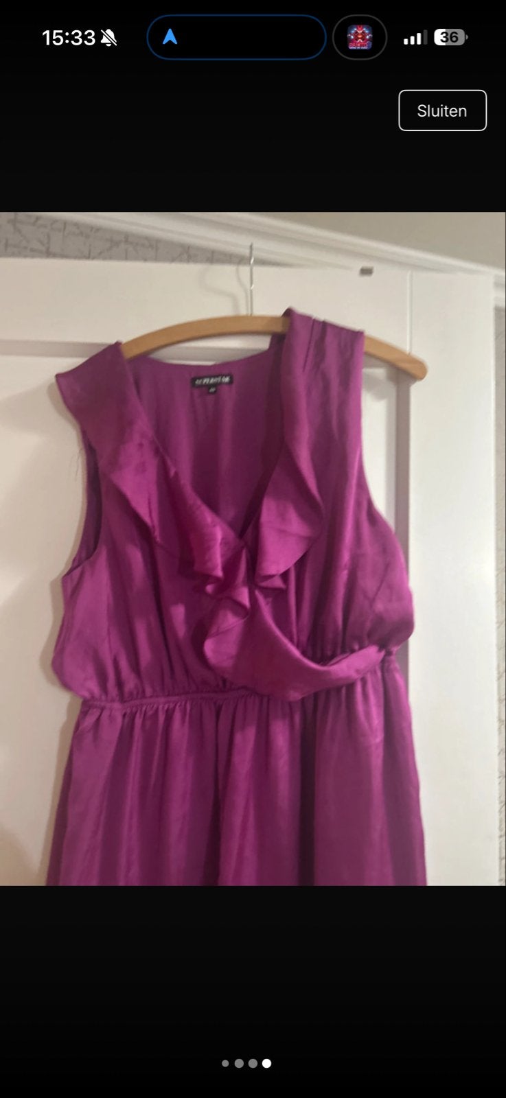 Mouwloze paarse jurk met ruches superstar maat 40, Kleding | Dames, Jurken, Maat 38/40 (M), Paars, Ophalen of Verzenden, Zo goed als nieuw