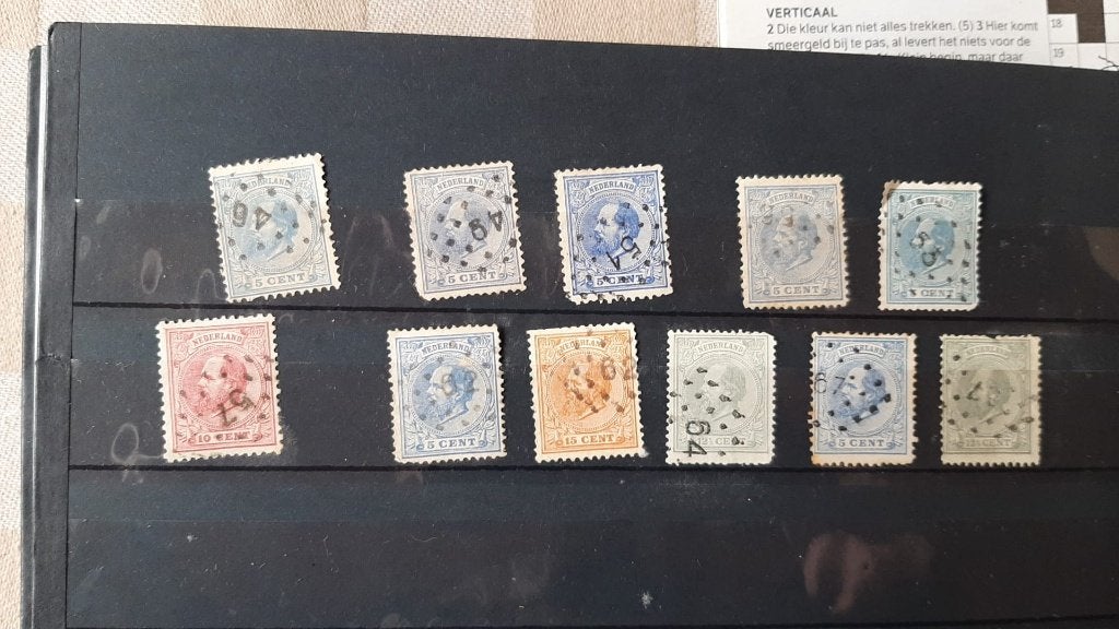 postzegels puntstempels Willem 3 NVPH 19 tm NVPH 23, Postzegels en Munten, Ophalen of Verzenden, T/m 1940, Gestempeld