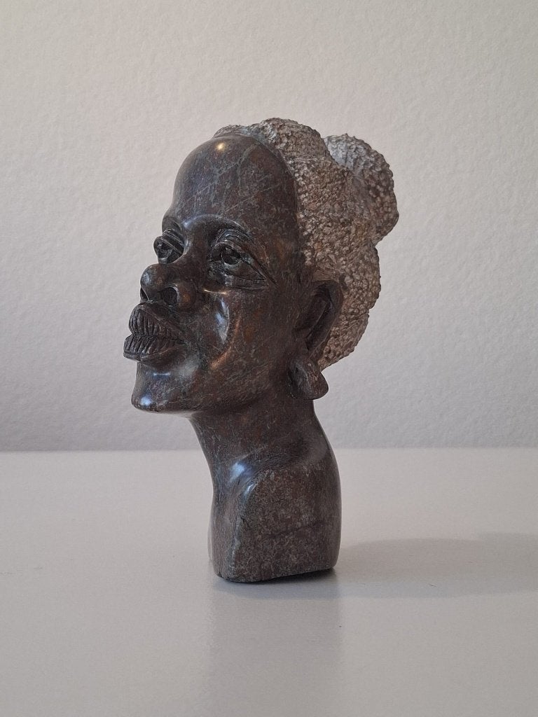 Prachtig Shona beeld; buste Afrikaanse vrouw, Antiek en Kunst, Ophalen, Minder dan 20 cm, Buste, Handgemaakt