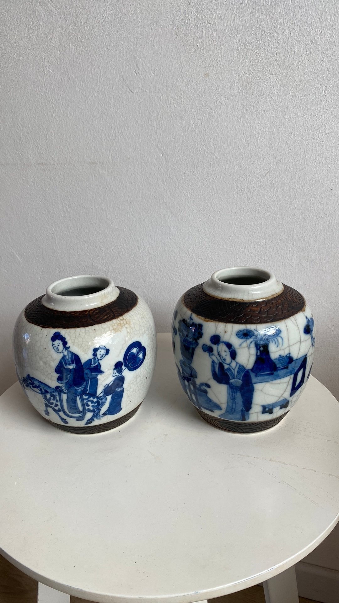 Prachtig Antiek stel Chinese Gemberpotten uit ca.1900, Ophalen of Verzenden