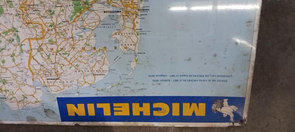 Michelin landkaart 1970 Nederland België Duitsland, Verzamelen, Ophalen, Gebruikt, Reclamebord