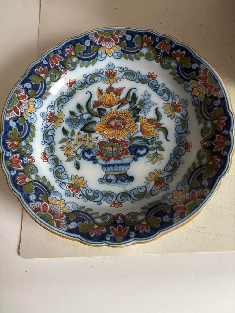 Makkum Aardewerk Wandbord met Bloemenvaas Decoratie, Ophalen