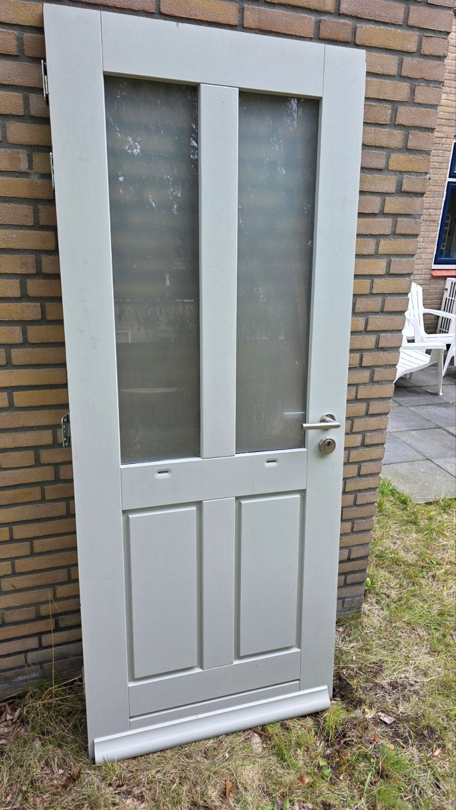 Buitendeur met glaspanelen - Zo goed als nieuw, Ophalen, 80 tot 100 cm, 200 tot 215 cm, Glas