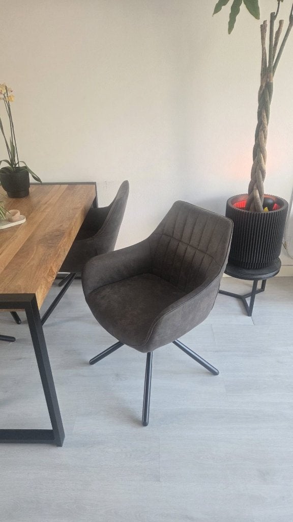 Set van 6 draaibare eetkamerstoelen - Grijs, Ophalen, Gebruikt, Stof, Vijf, Zes of meer stoelen