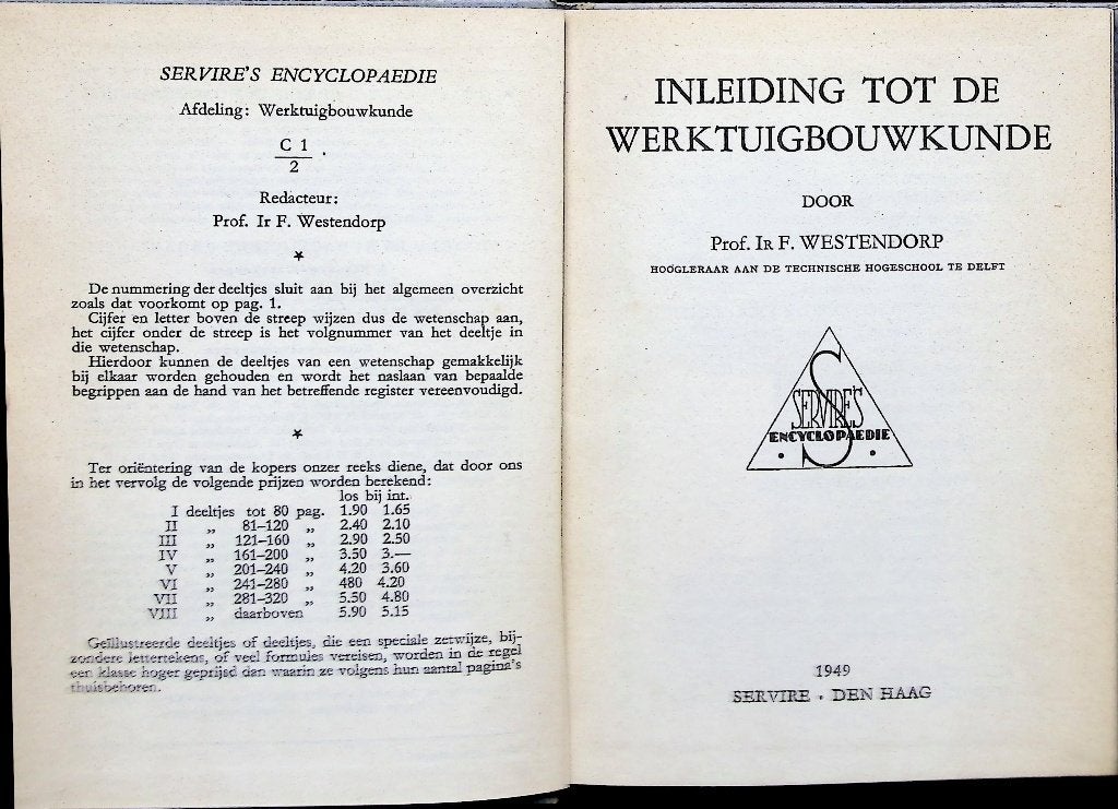 Inleiding tot de werktuigbouwkunde - Den Haag, Servivre, Verzenden, Gelezen, Europa