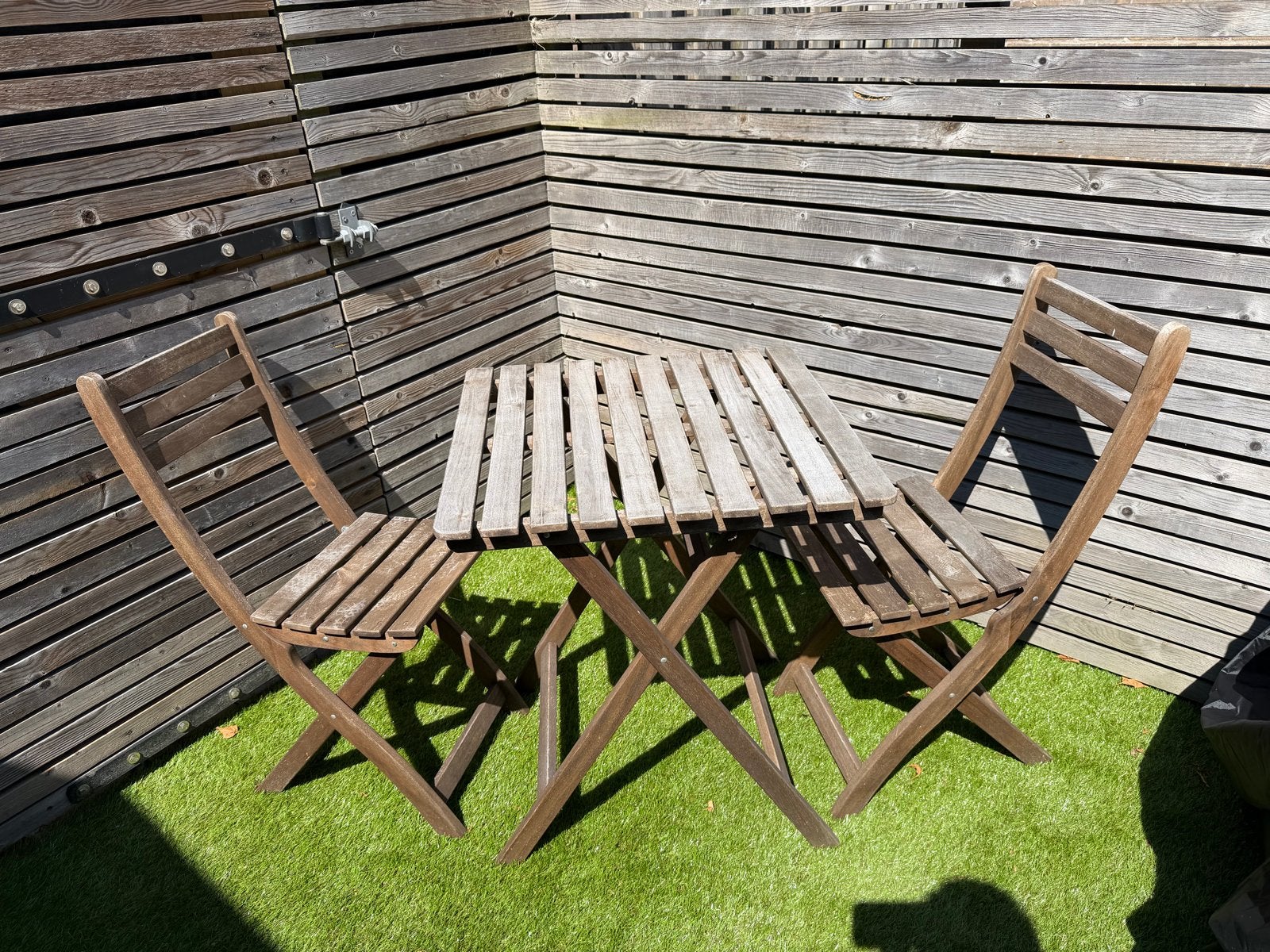 Houten inklapbare bistroset - perfect voor balkon/tuin, Gebruikt, Eettafel, Tuinset, Hout