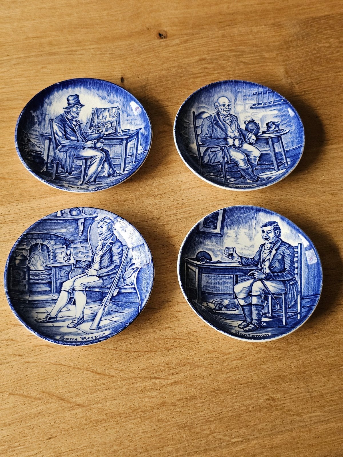 Vintage set blauw-witte schoteltjes / onderzetters - Wedgwoo, Ophalen of Verzenden