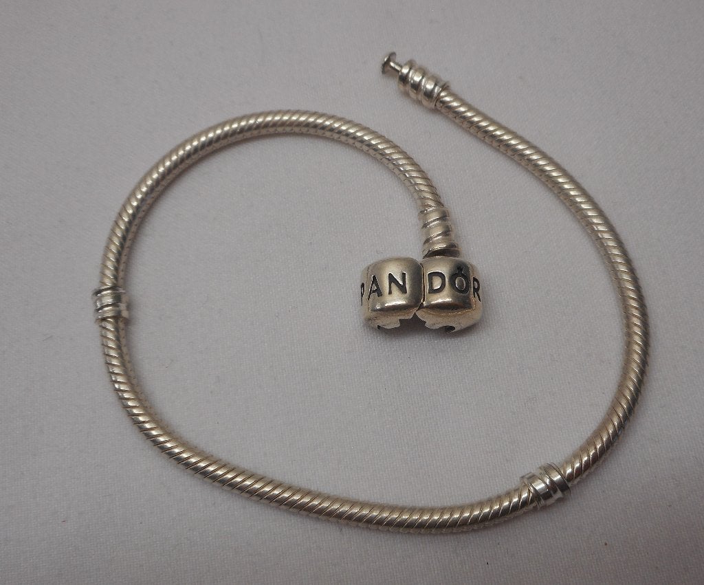 Pandora zilveren armband met bol slot 20,5 cm nr.253, Verzenden, Zo goed als nieuw, Zilver, Zilver