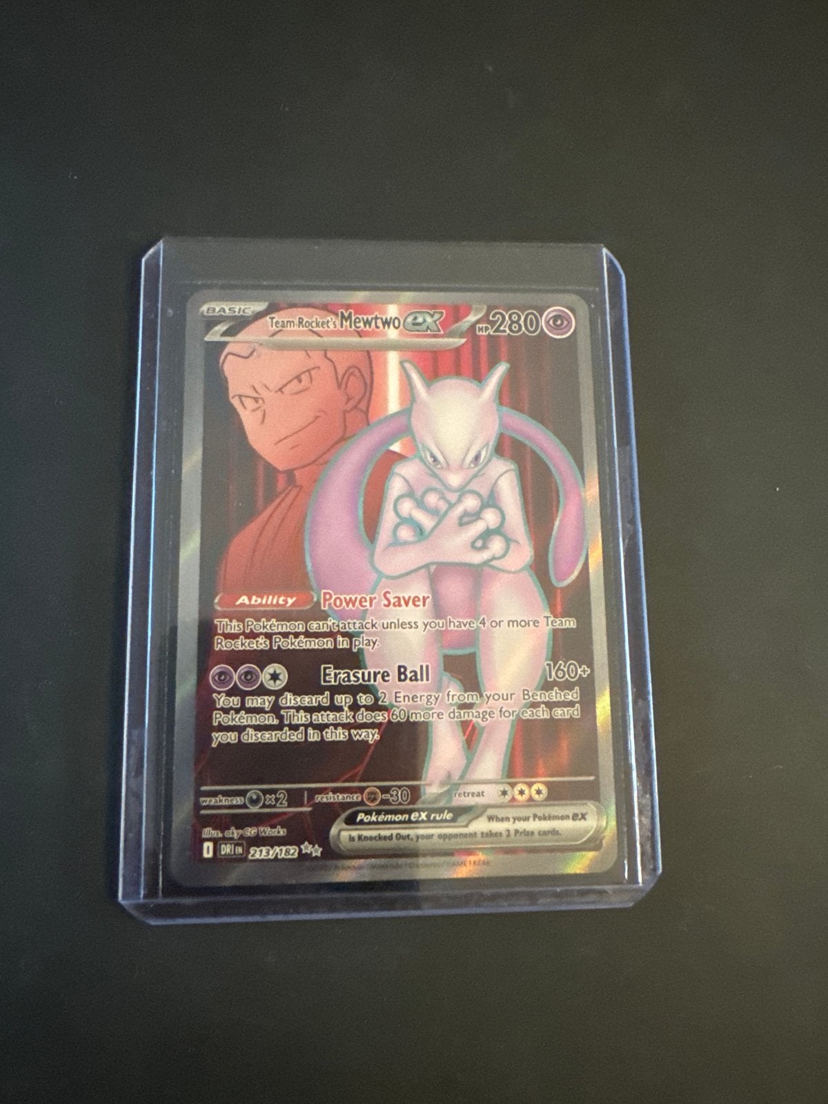 Team Rocket's Mewtwo EX Pokémon Kaart 213/182, Ophalen, Zo goed als nieuw, Losse kaart