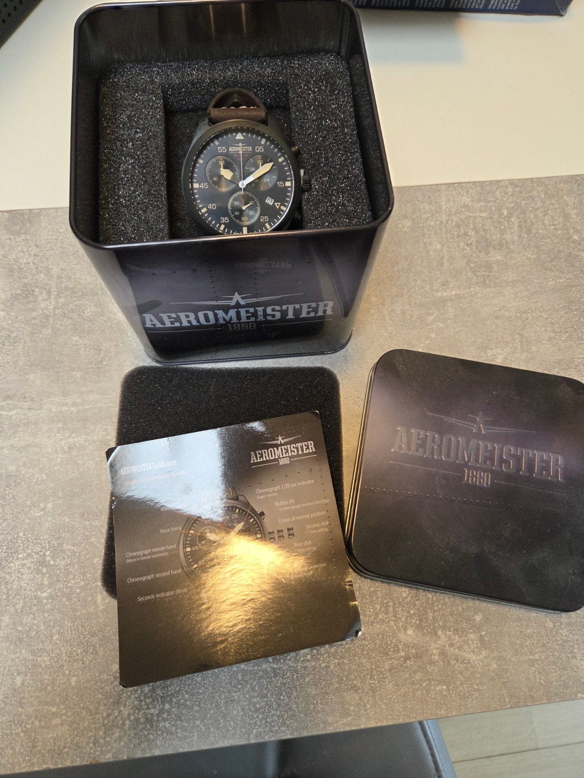 Aeromeister 1880(AM8005)  Chronograaf Heren Horloge, Ophalen