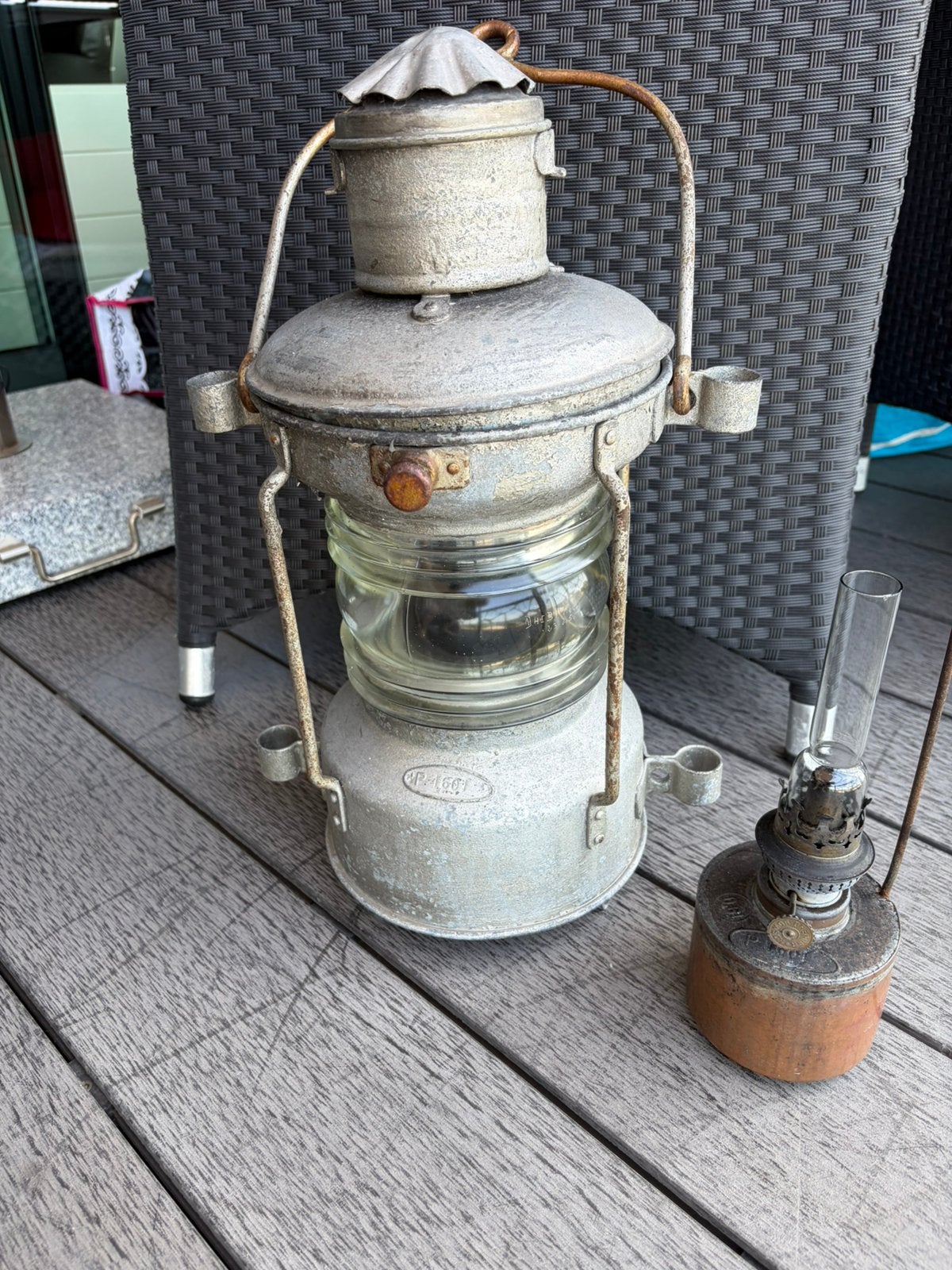 Oude Authentieke Scheeps Olielamp, Ophalen, Gebruikt, Motorboot of Zeilboot