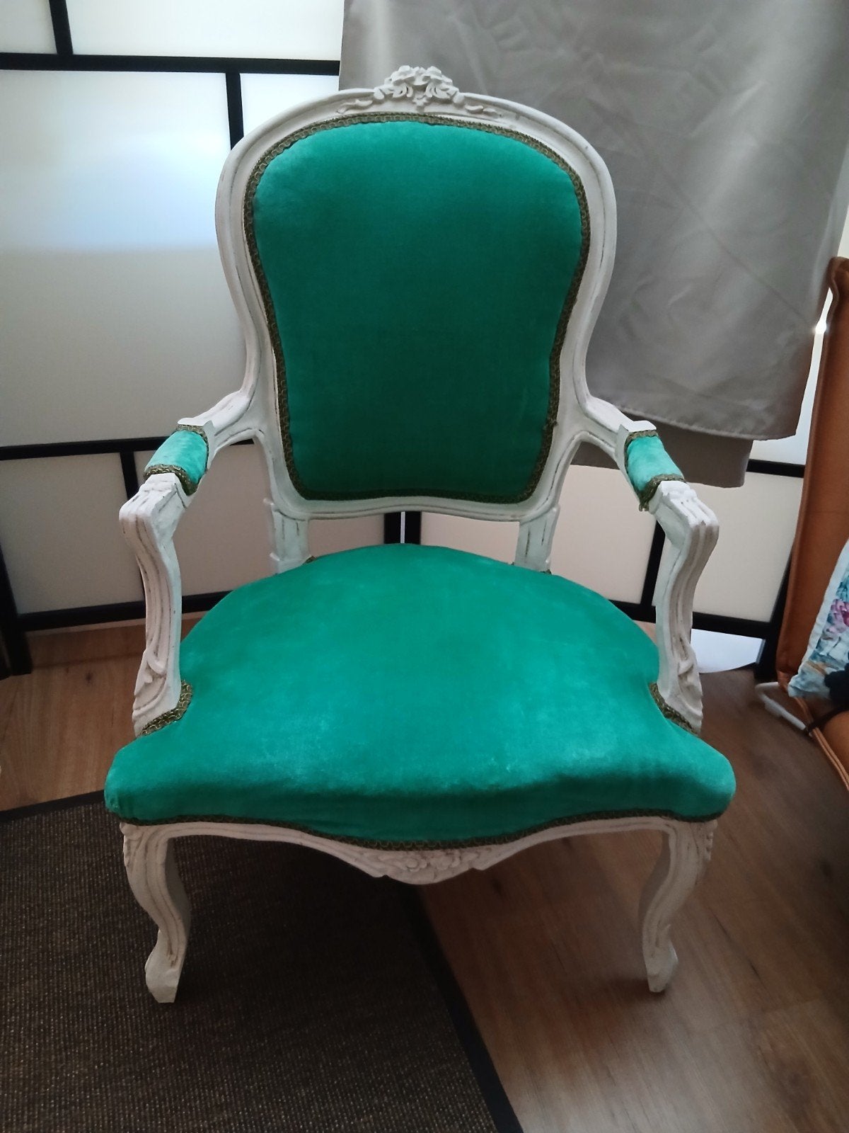 Vintage Barok Fauteuil - Groen Velours, Ophalen