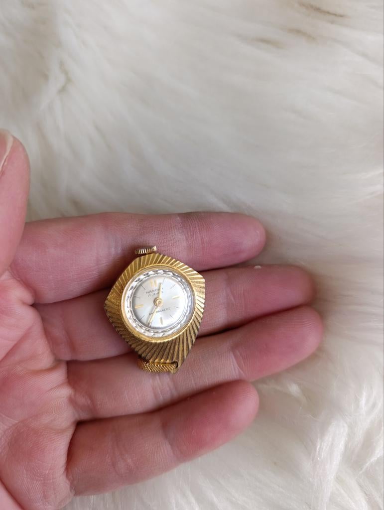 vintage Hanowa 17 Jewels Antimagnetic mechanisch horloge, Overige merken, Zakhorloge, Verguld, Goud