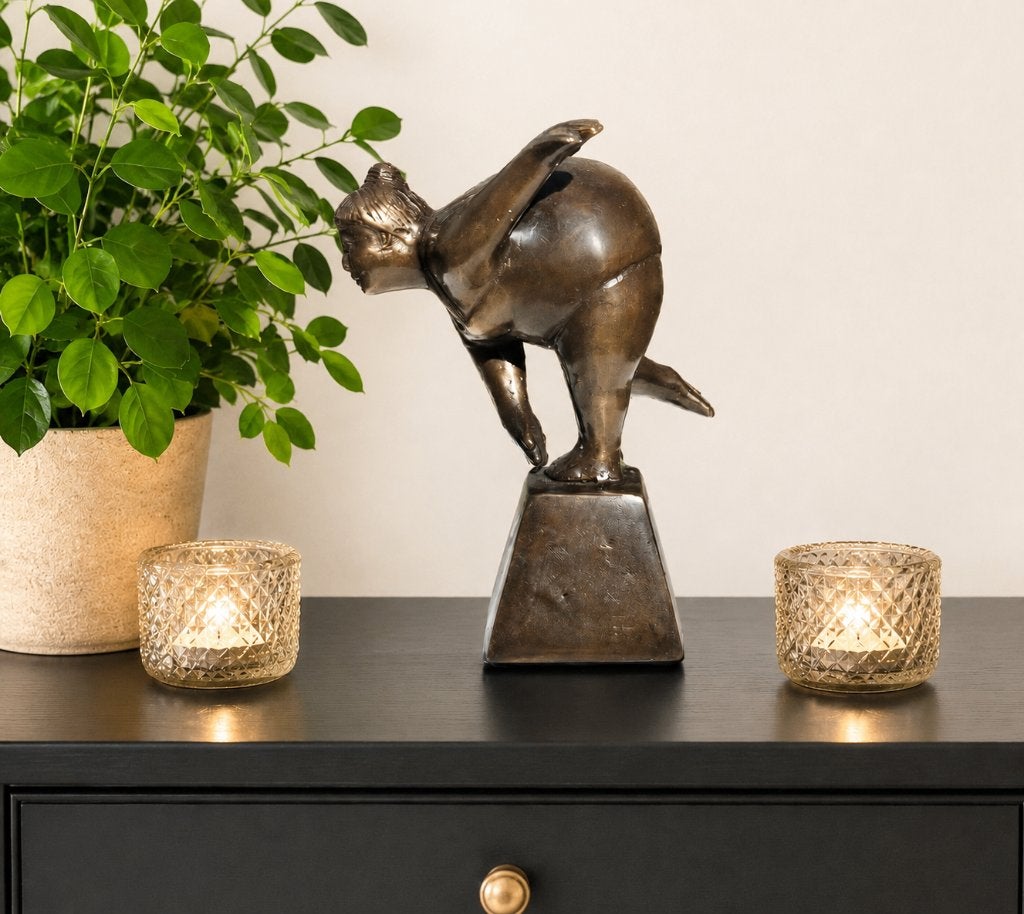 DIKKE DAME / bronzen beeld / gebogen, Antiek en Kunst, Ophalen of Verzenden, Brons, Beeld