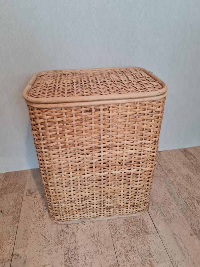 Grote rieten wasmand / opbergmand - 56cm hoog, Gebruikt, Mand, Ophalen of Verzenden, Riet