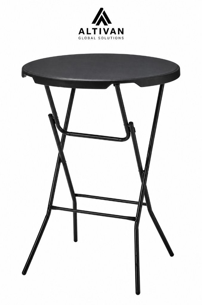 Altivan statafel zwart Ø80 cm 110 cm hoog inklapbaar, Huis en Inrichting, Ophalen, Nieuw, Info@rnltrading.com, RNL Trading VOF