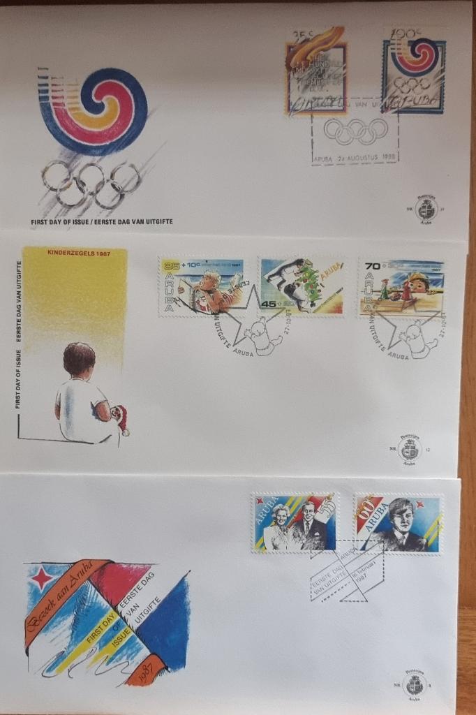 Aruba 1e dag enveloppen, Postzegels en Munten, Postzegels | Eerstedagenveloppen, Ophalen of Verzenden, Onbeschreven, Nederland
